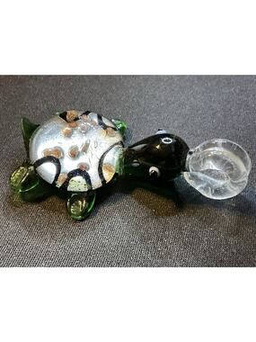 Hand Blown Glass Sea Turtle Pendant Murano